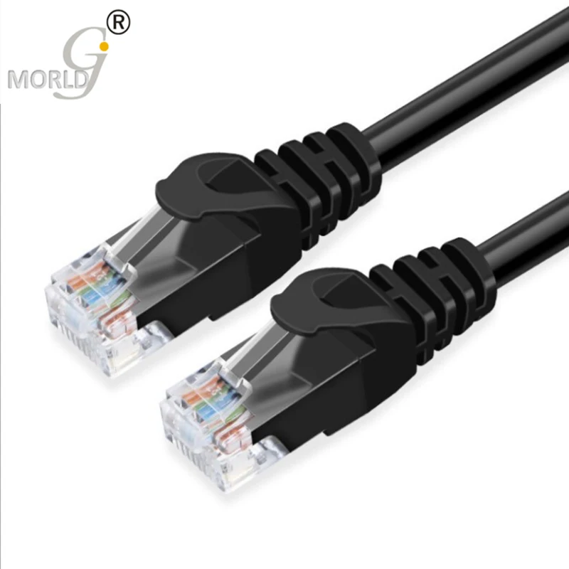 Kable internetowe 0,5 m Kabel krosowy Kabel Lan 1,6FT Kolor czarny CAT5e UTP Okrągły kabel Kable Ethernet Przewód sieciowy wyprodukowany w Chinach