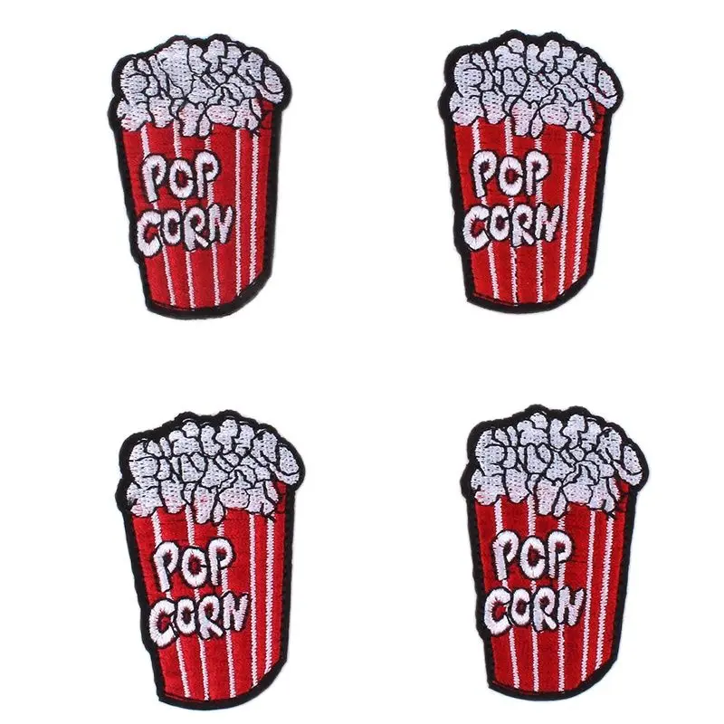 10pcs/lot Cartoon Popcorn Stickers Iron Clothing Badge DIY Sew On Fabric Patch Garments Accessories Appliques for Jeans Backpack
