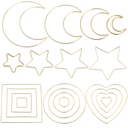 4Pcs Dream Catcher Metal Hoops Set Moon Star Macrame Gold Hoop Ring Supply Wall Hanging Xtmas Wedding Wreath Decor 2/4/6/8 inch
