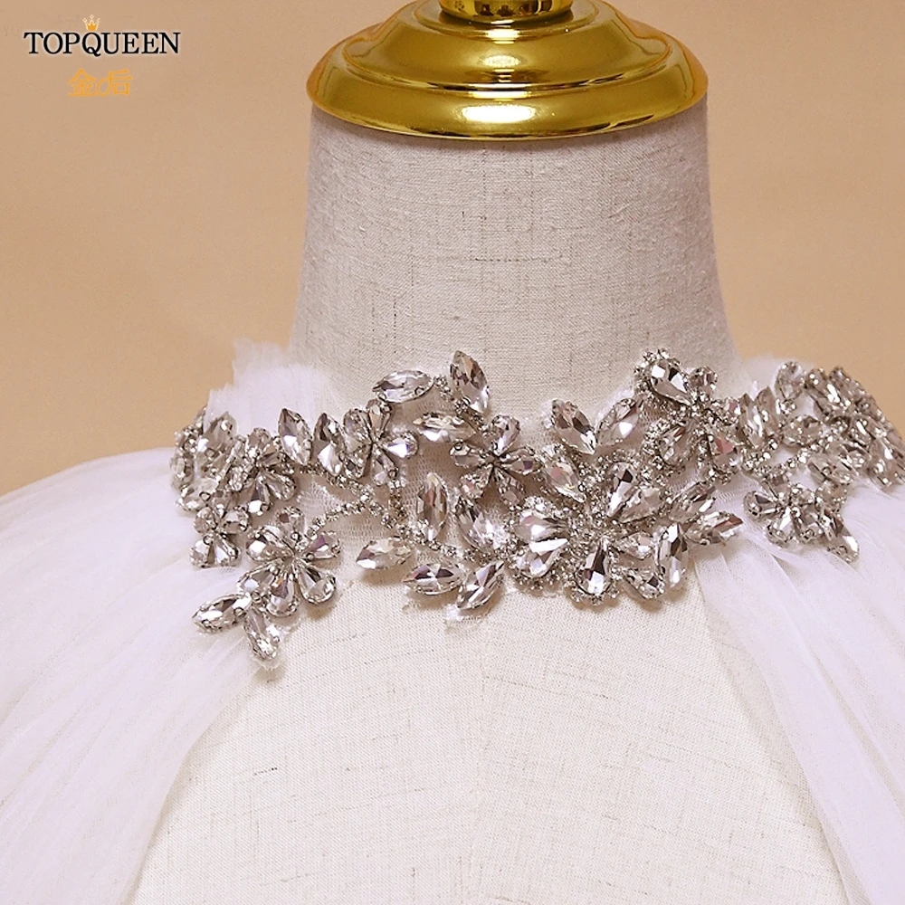 TOPQUEEN G22 Bridal Veils Wedding Boleros Long Sleeve with Rhinestones Choker Cathedral Drop Veil Woman Cape Bride Cover DIY