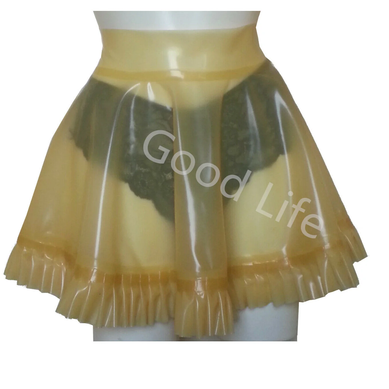 

100% Natural Latex rubber SKIRT with frills UNISEX TV fetish transparent