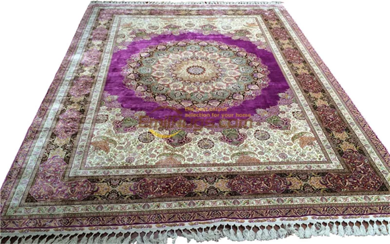 Persian design hand knot living room Turkish silk carpet