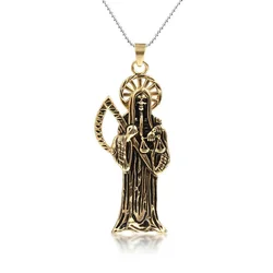 Retro Hell Demon Gothic Death Sickle Necklace Pendant Men's Trendy Rock Jewelry