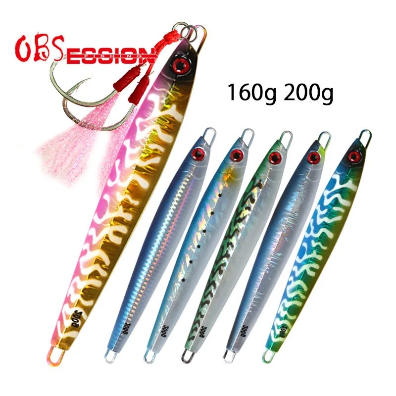 OBSESSION 160g 200g Slow Sinking Fishing Lure Saltwater Baits Sea Bass Angler Fast Jigging Swimbait Tackle Slow Pitch Jigs Bait