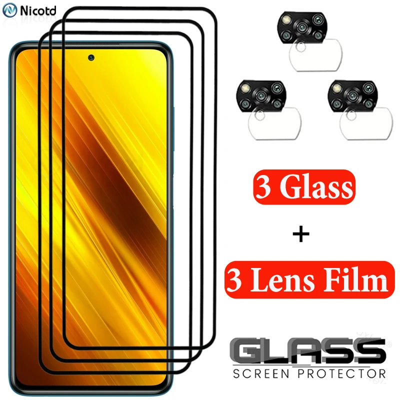 

For poco x3 nfc tempered glass for poco x3 glass on pocophone m3 camera protection film for poco m2 pro poco f1 screen protector