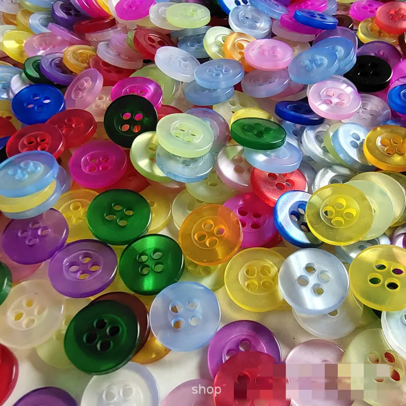 100 Pcs 10 mm Assorted Colored Buttons 4-Hole Round Mixed Color Durable Craft Resin for Sewing Crafts DIY Handmade Ornaments