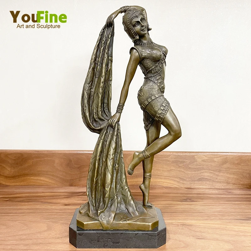 

17Inch Bronze Sexy Woman Statue Dance Egypt Female Bronze Sculpture Casting Art Crafts For Home Decoration Interior Ornament