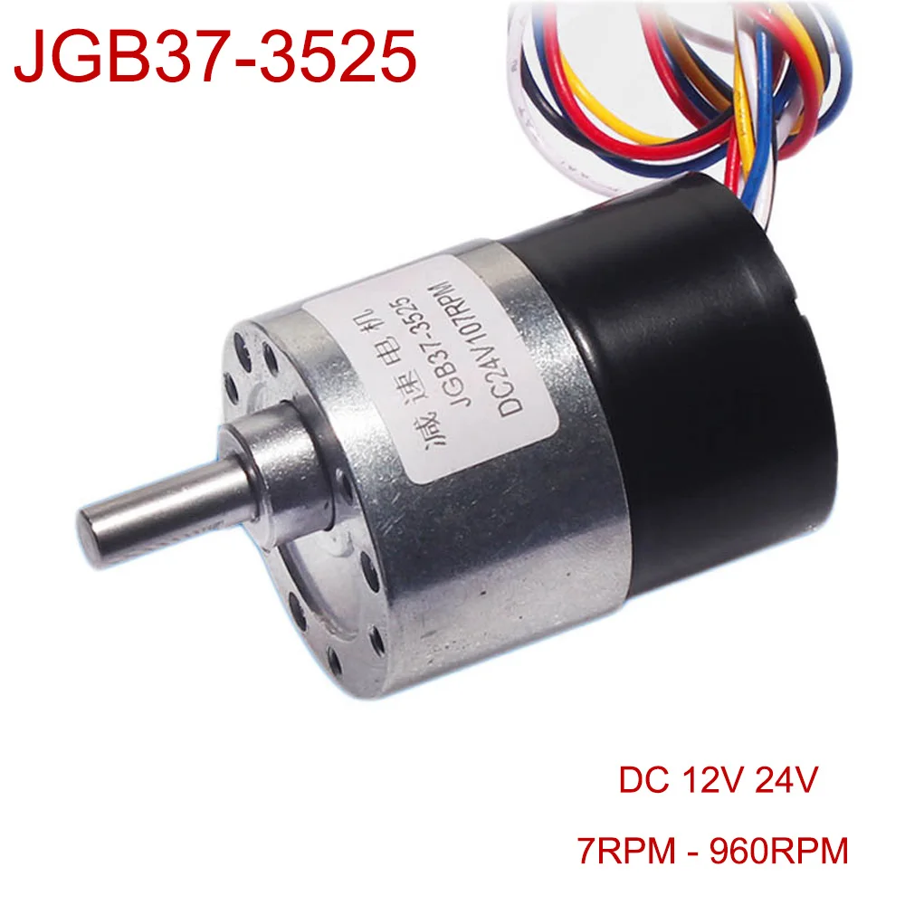 DC 12V 24V Micro Gear Motor 7RPM-960RPM JGB37-3525 Brushless Electric Motor Gear Box Reducer Reversible for Automation Equipment