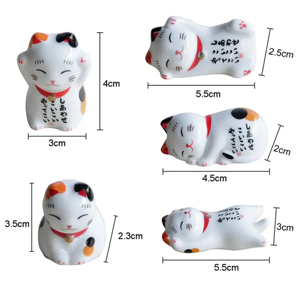 5 Pcs Japanese Home Kitchen Hotel Decoration Cartoon Chopsticks Rest Lucky Cat Chopsticks Holder Lucky Cat Ceramic Racks New