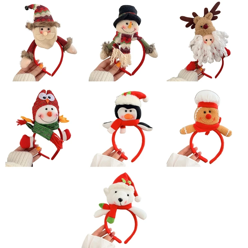 Gingerbread Man Hair Hoop หมี Snowman Headband Santa Claus Headbands คริสต์มาส Party Xmas Photo Props M6CD