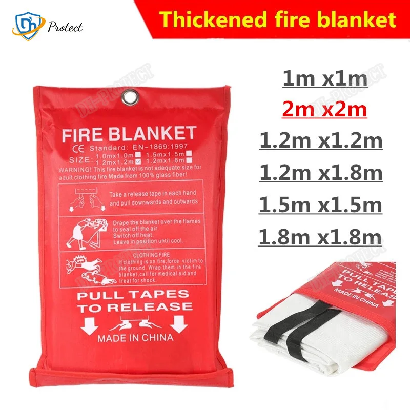 2M x 2M Fire Blanket Fiberglass Fire Flame Retardant Emergency Survival Fire Shelter Safety Cover Fire Emergency Blanket