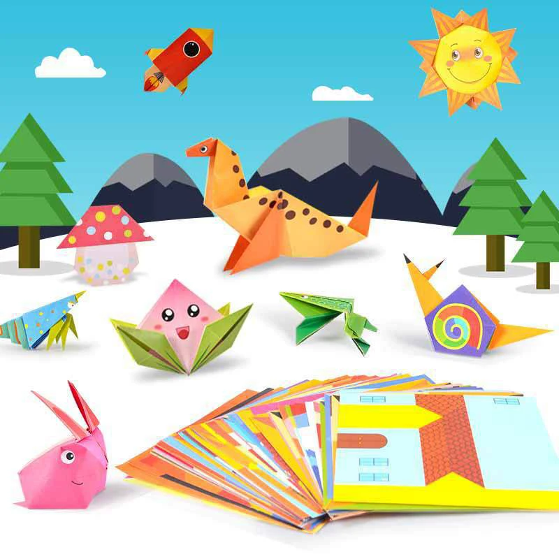 Kids Origami Kit 3D Cartoon Animal Origami Book Double Sided Origami Papers for Beginners School Craft Lessons Children DIY Toys