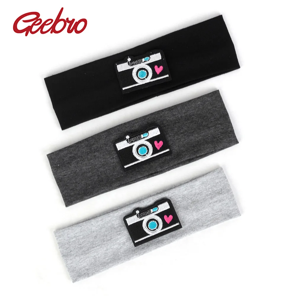 

Geebro Kids Camera Applique Accessories Cotton Elastic Headband Baby Girls Flat Stretchy Hairband Turban Fashion Hair Accessory