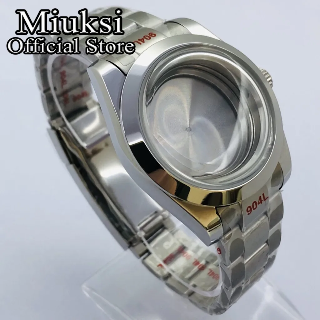 Miuksi 36mm/40mm domed glass silver watch case fit NH35 NH36 ETA2824 2836 Miyota8205 8215 Mingzhu DG2813 3804 PT5000 movement