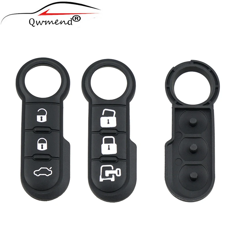 

QWMEND 3 Buttons Black Smart Car Key for Fiat 500 Panda Abarth Punto Car Remote Key Shell Case Cover