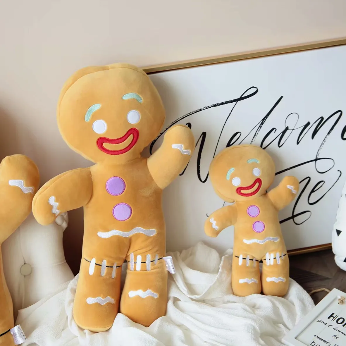 30-60cm Cartoon Cute Gingerbread Man Plush Toys & Pendant Stuffed Appease Doll Biscuits Man Pillow Reindeer Gifts