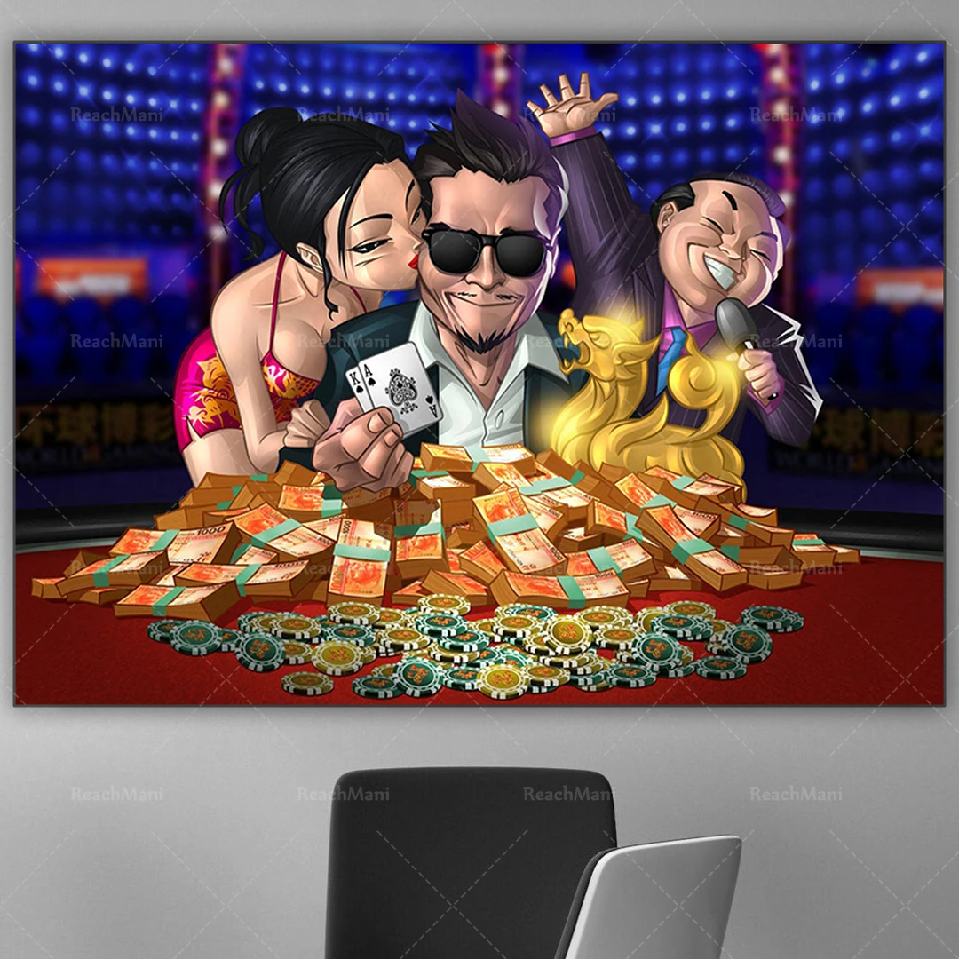 POKER, canvas painting, gambling game canvas, playing card canvas decorative art poster