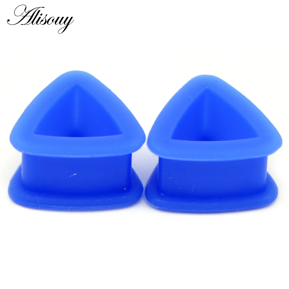 Alisouy 2 Pieces Triangle Ear plugs Silicone Flexible Body piercing Jewelry Tunnel Plugs Extension Hollow Men Women stretcher