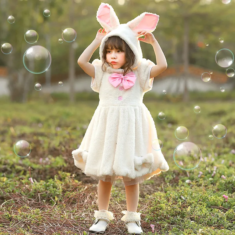 Umorden Girls Lovely Rabbit Bunny Costume Cosplay bambini Halloween pasqua compleanno fotografia animale tema abito da festa