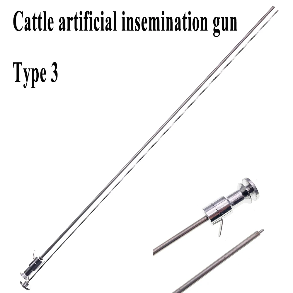 1Kit Cattle Cow Bovid Artificial Insemination Gun With Catcher Pipe Tube Casing Needle Dairy Pasture Veterinary Equipment Tools