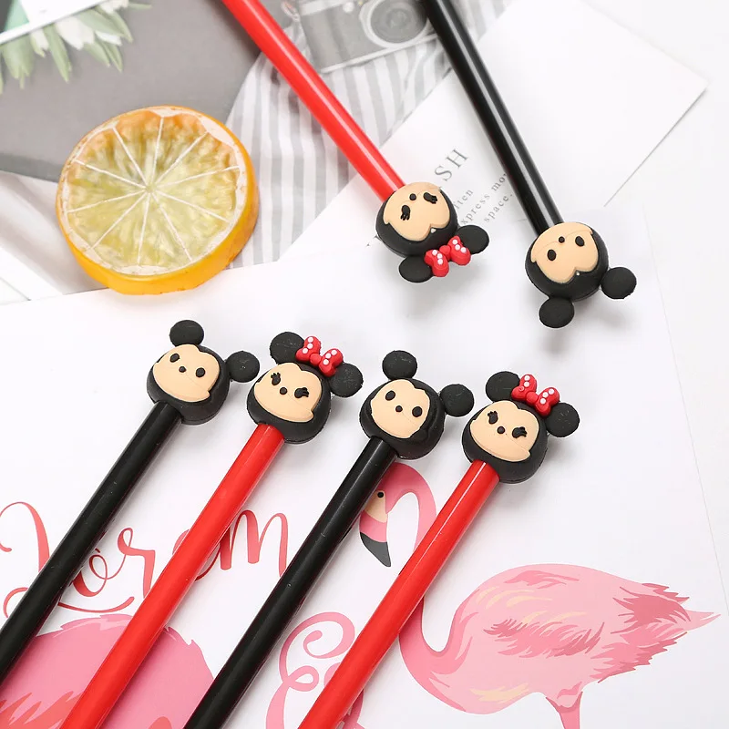 100pcs Disney Mickey Minnie Ballpoint Pen Learning Stationery Cartoon Gel Pen Cute Water Pen Office Supplies Signature Pen Gift