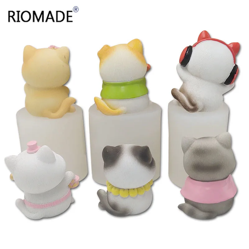 Music Series 3D Cute Cat Silicone Mold 6styles Kitten Chocolate Cupcake Fondant Cake Decorating Tools DIY Candle Plaster Mould