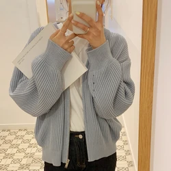 Alien Kitty 2021 Streetwear Chic Solid Women Sweet Warm Sweater Tops Korean Knitted Long Sleeve New High Waist Cardigans Coats