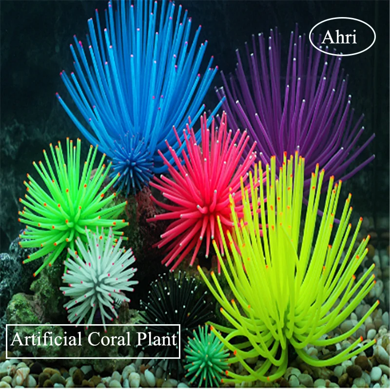 Medusas artificiales, erizo de mar falso, plantas de algas de Coral, paisaje submarino, acuario, adornos de pecera, suministros de decoración