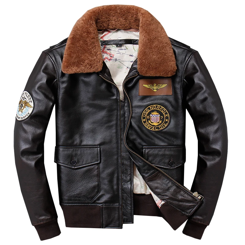 2020 Vintage Brown Men World War II Pilot Leather Jacket Plus Size XXXL Genuine Cowhide American Aviator Coat FREE SHIPPING