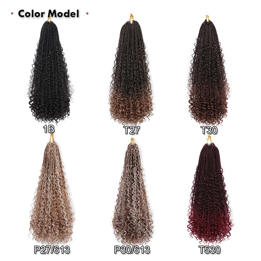 กล่อง Braids Crochet Braids ผม Curly สิ้นสุด14 "20" สังเคราะห์เทพธิดา Locs แอฟริกัน Braid Hair Extensions Bug ผม Expo เมือง