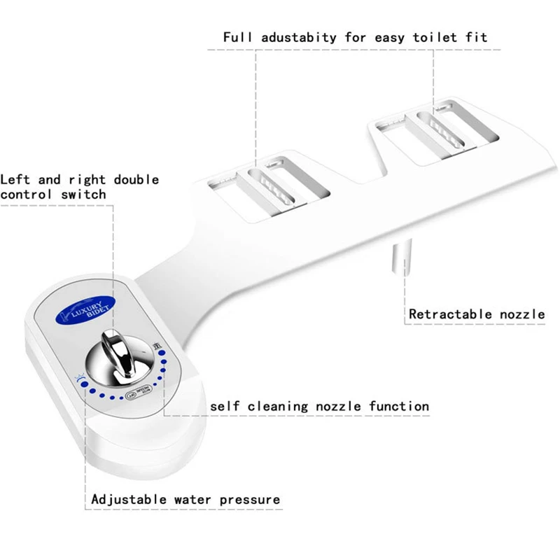 Bidet Ultra Thin Non Electric Bidet Toilet Seat Dual Nozzle Bidet Sprayer Fresh Cold Water Spray Personal Easy Install