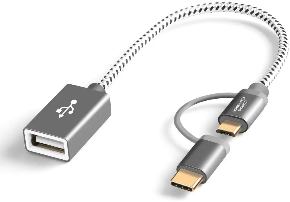 

2 in 1 USB C Adapter OTG cable,Short USB Type C + Micro USB to USB 2.0 Female,Type C to USB charging cable Compatible for S20/S9