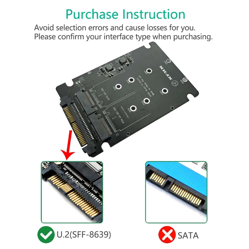 NVME Adapter Riser M.2 SSD To U.2อะแดปเตอร์2in1 M.2 NVMe + M.2 SATA NGFF SSD ไปยัง PCI-e U.2 SFF-8639อะแดปเตอร์ PCIe M2 Converter Card