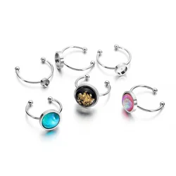 10pcs/lot 4-10 mm Adjustable Ring Settings Base Stainless Steel Glass Cabochons Cameo Settings For DIY Jewelry Making Supplies