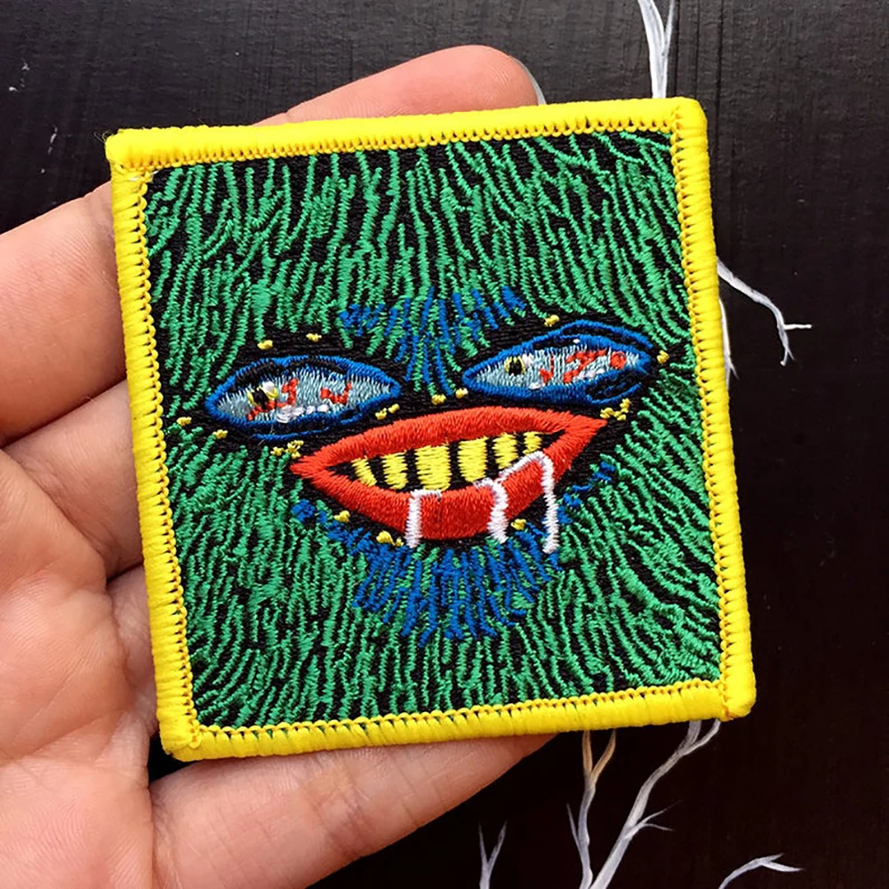 PETRUS Iron on Embroidered Patches Funny Cartoon Slobbering Monster Patches for Clothing Embroidery Sewing DIY