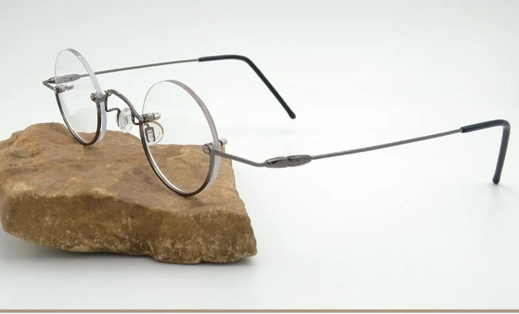 Vintage Kleine Runde Halbrand-Lesebrille mit Blaulichtfilter, Retro Runde Rahmenlose Presbyopie Korrektionsbrille – Detail 10
