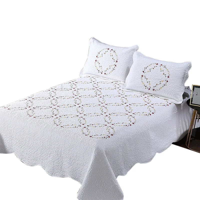 Cotton Bedspreads on the Bed Quilts 3PC Blanket for Double Bed Corolla Embroidered Pillowcase King Size Summer Quilted Coverlet