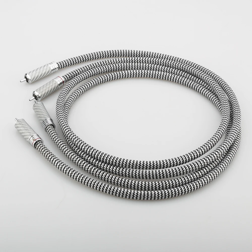 Audiocrast A126 زوج hifi rca كابل مقبس جودة عالية OFC الروديوم مطلي ألياف الكربون 2RCA to2 RCA سلك كابل الصوت