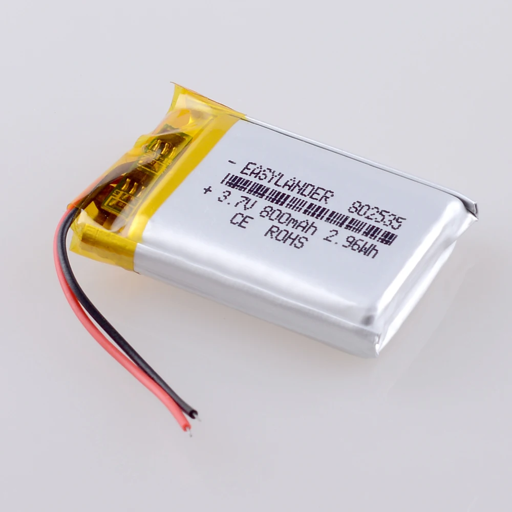 3.7 فولت 802535 800mAh 602535 600mah ليثيوم أيون بطارية ليثيوم بوليمر بلوتوث سماعات العمود مسجل دي في أر مسجل