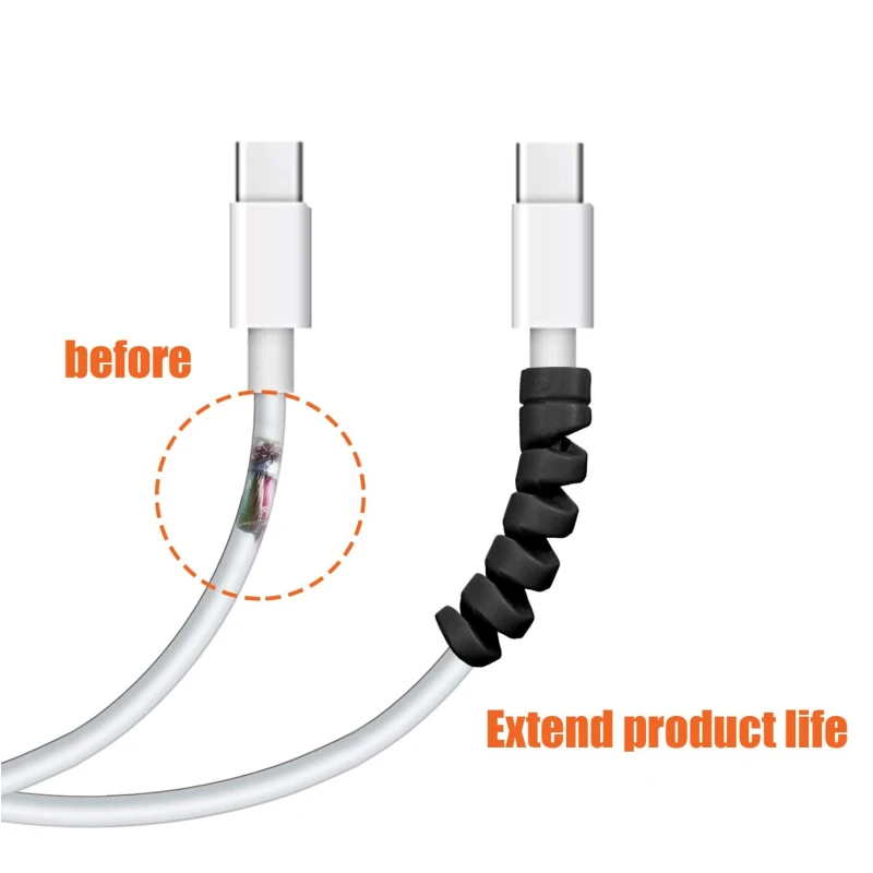 12Pcs Cable Protector USB Charging Cable Cord Sleeve Cover Anti-fracture Protector for iPhone 13 Mobile Phone Cable Management