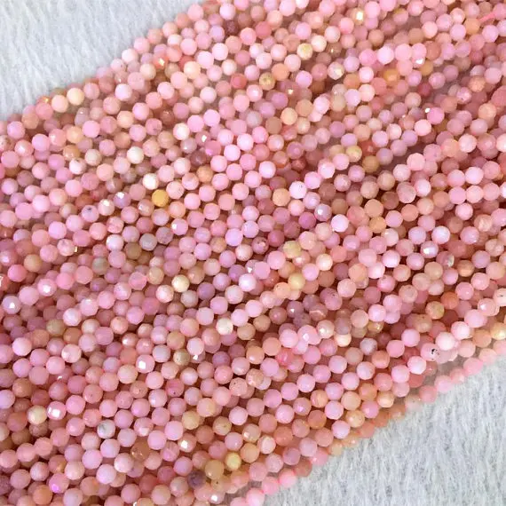 

Natural Pink Opal Beads Micro Faceted Beads 2mm 3mm 4mm Faceted Gem Spacer Beads,Small Tiny Beads for jewelry,1string of 15.5"