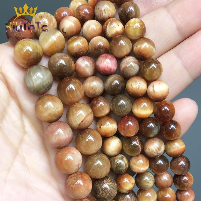 

A+ Natural Stone Pink Tiger Eye Beads Smooth Round Loose Spacer Beads 4/6/8/10mm For Jewelry Making DIY fashion Bracelet 15"Inch