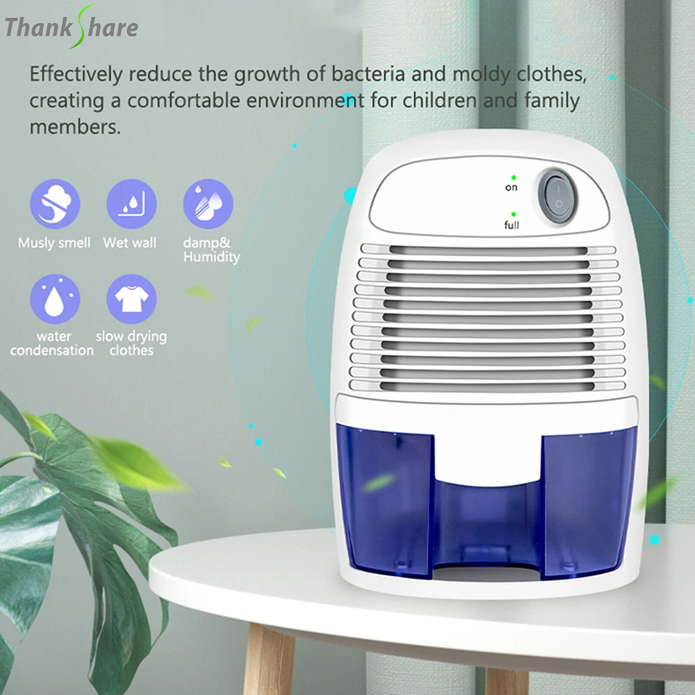 THANKSHARE Home Dehumidifier Air Dryer Moisture Absorber Electric Cool Dryer 500ML Water Tank for Home Bedroom Kitchen Office