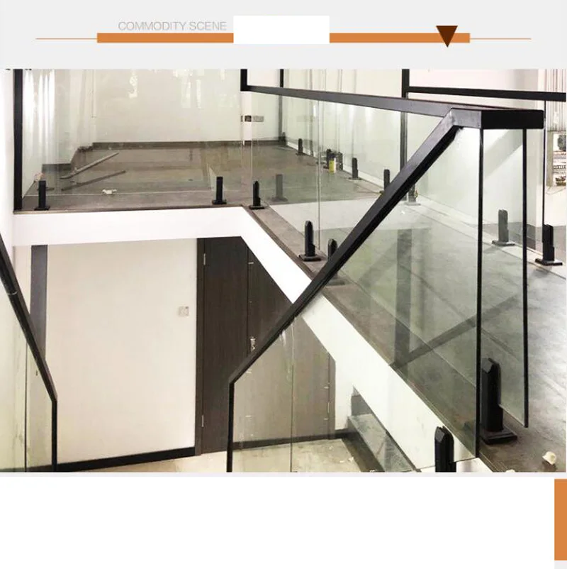 Stair Balcony Balustrade Handrail Glass Base Clip 160mm 200mm High Stainless Steel Glass Clamp