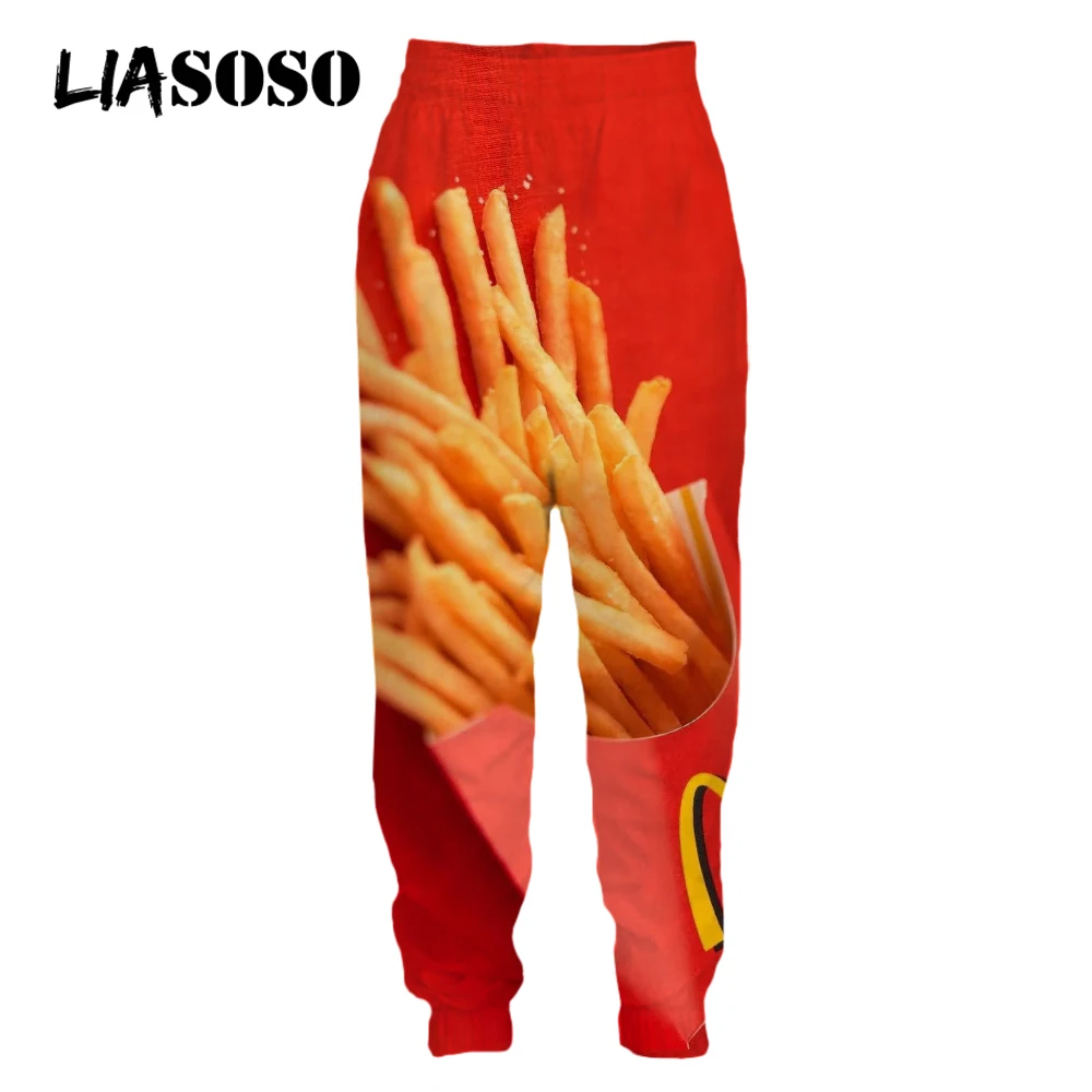 LIASOSO 3D Druck Lebensmittel Männer frauen Hosen Französisch Frites Casual Street Fashion Jogginghose Jogger Hosen Lose übergroßen Hosen