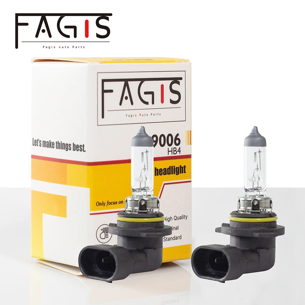 

Fagis 2pcs Best 9006 HB4 White Halogen Bulb High Power 55W 12V Car Fog DRL Head Lamp Light Auto Headlights Car Lights