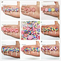 8pcs New Coming Hot Kawaii Miniature Clay Rainbow Lollipop, for Phone Decoration, Crafts Making, Scrapbooking DIY