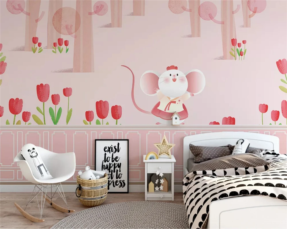 

Beibehang индивидуальные детские обои зеленая клевер животное дерево удачи детская комната фон обои домашний декор