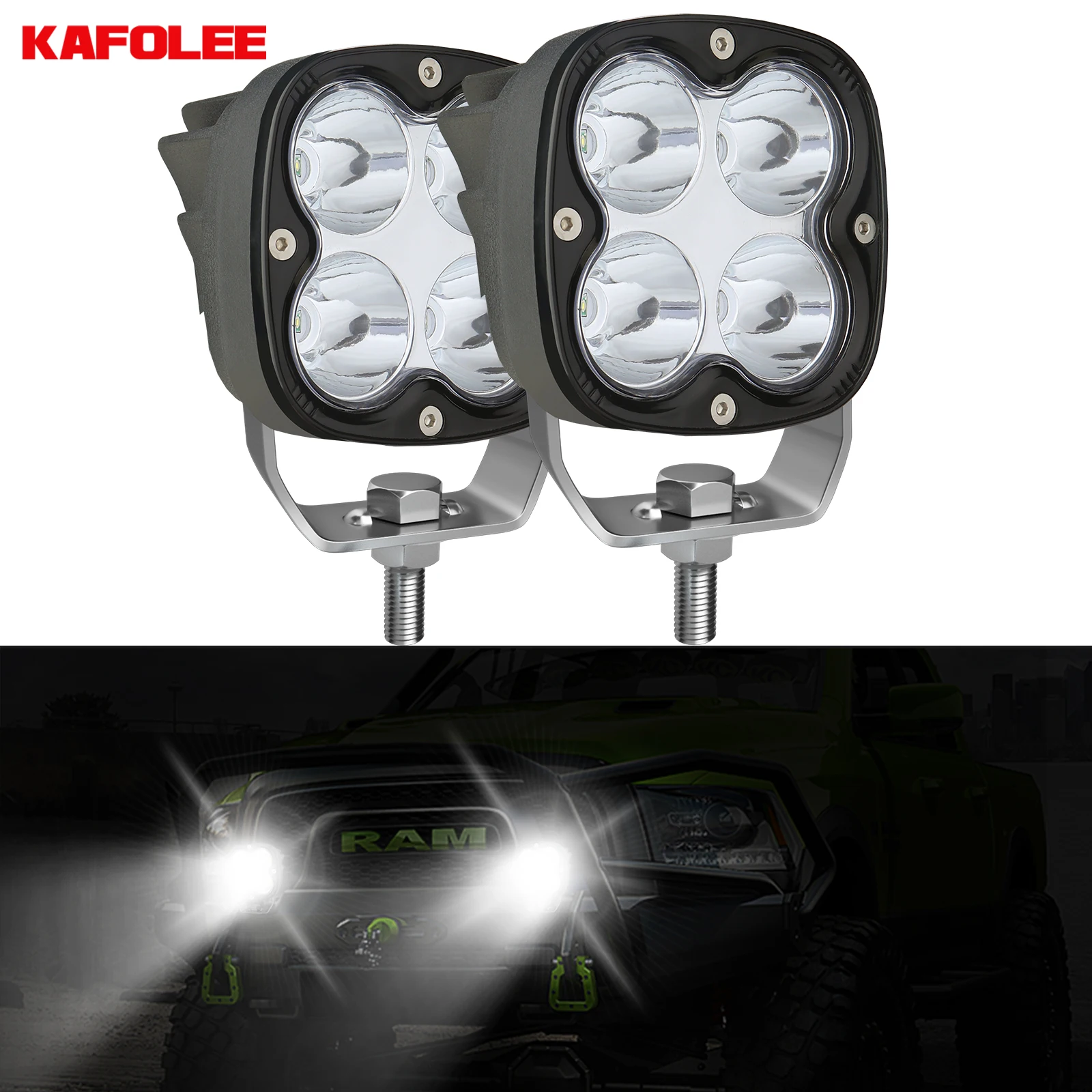 2PCS Car Led Work Lamp Bar 12W LED Spot Flood Light  for Headlights Fog Lights Jeep ATV SUV Truck Boat Tractor 12V 24V