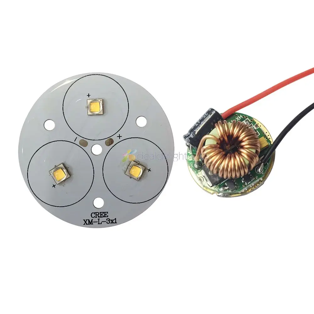 30w XML2 T6 3 leds lamp Cool White Neutral White Warm White 50mm PCB + 12V 26mm 5 Modes For Driver DIY Flashlight